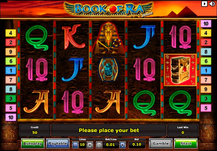 Игровое поле слота Book of Ra Deluxe
