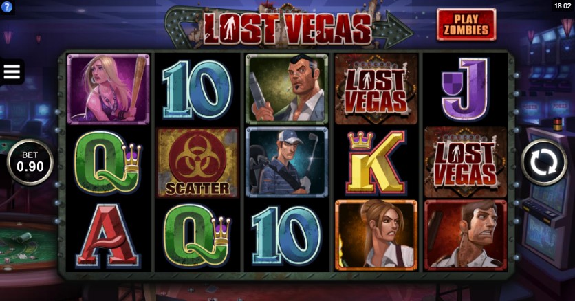 Игровое поле видеослота Lost Vegas от Microgaming